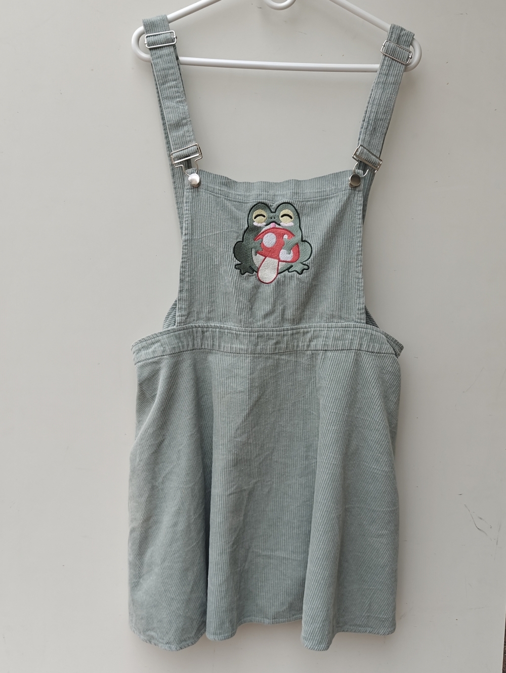 Hot Topic Frog & Mushroom Teal Green Corduroy Skirtall Size 2 / 18-20 / 2X